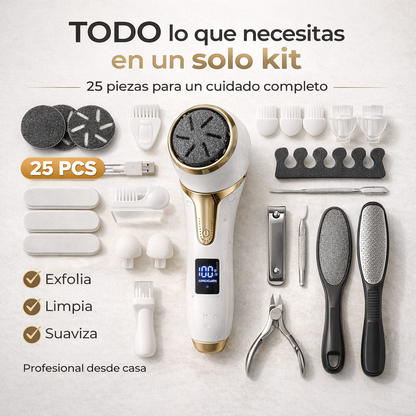 Removedor de Callos Eléctrico Recargable 25 Piezas | Pedicure Profesional en Casa LCD